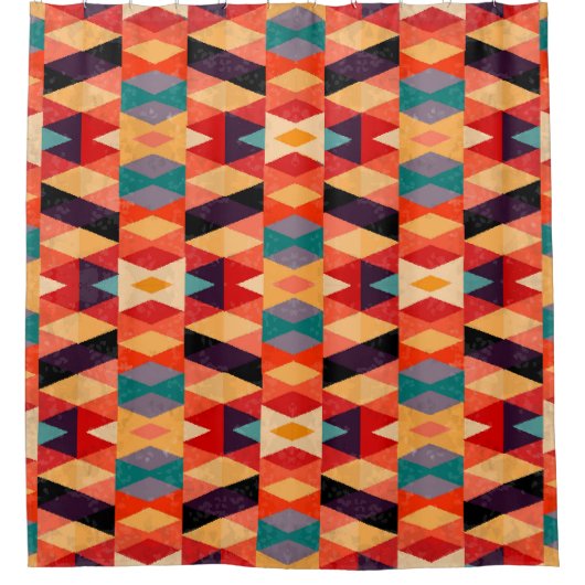 Psychedelischer geometrischer Hintergrund: Vintage Duschvorhang (Vorderseite)