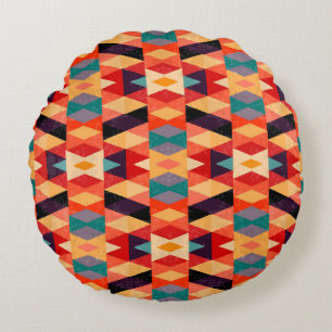 Psychedelischer geometrischer Hintergrund: Vintage Rundes Kissen