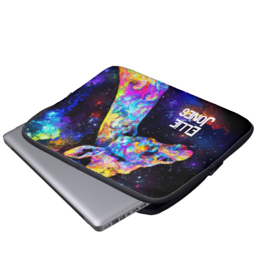 Psychedelischer Giraffe editierbarer Name Laptopschutzhülle (Vorne Knopf)