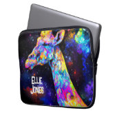 Psychedelischer Giraffe editierbarer Name Laptopschutzhülle (Vorderseite Links)