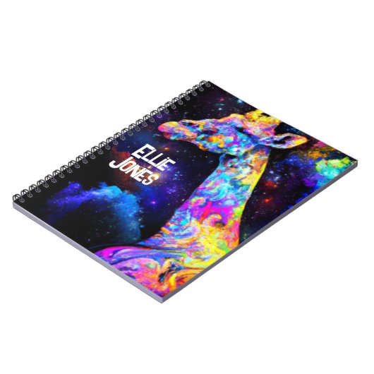 Psychedelischer Giraffe editierbarer Name Notizblock (Linke Seite)