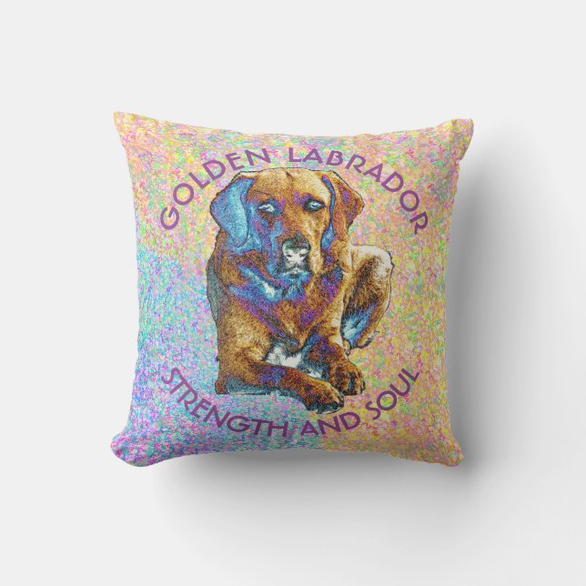 Psychedelischer goldener Labrador Kissen (Vorderseite)