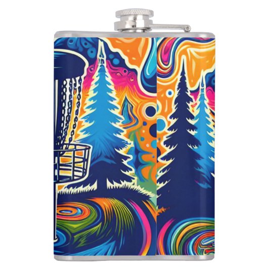 Psychedelischer Golfplatz in den Bergen Flachmann (Rückseite)