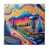 Psychedelischer Golfplatz in den Bergen Fliese (Vorderseite)