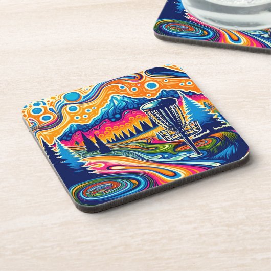 Psychedelischer Golfplatz in den Bergen Getränkeuntersetzer (Linke Seite)