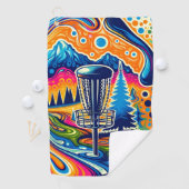 Psychedelischer Golfplatz in den Bergen Golfhandtuch