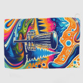 Psychedelischer Golfplatz in den Bergen Golfhandtuch