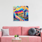 Psychedelischer Golfplatz in den Bergen Leinwanddruck (Insitu (Wohnzimmer))