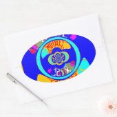 Psychedelischer Groove: Pop Art Abstrakt Energy Ovaler Aufkleber (Umschlag)