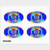 Psychedelischer Groove: Pop Art Abstrakt Energy Ovaler Aufkleber (Blatt)