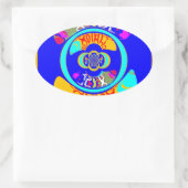 Psychedelischer Groove: Pop Art Abstrakt Energy Ovaler Aufkleber (Tasche)