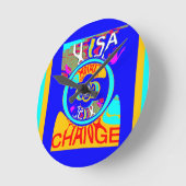 Psychedelischer Groove: Pop Art Abstrakt Energy Runde Wanduhr (Winkel)