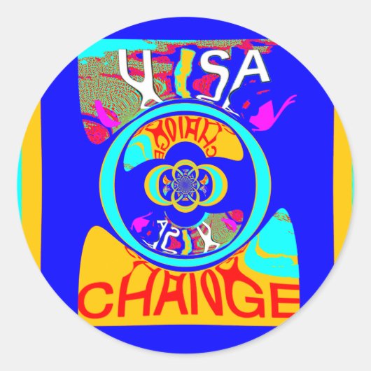 Psychedelischer Groove: Pop Art Abstrakt Energy Runder Aufkleber (Vorderseite)