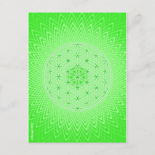 Psychedelischer heiliger Geometrie-Herz Chakra Postkarte (Vorderseite)
