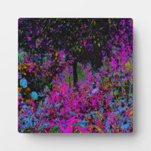Psychedelischer Heißrosa und Schwarzer Gartensonne Fotoplatte