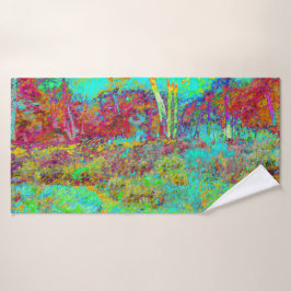 Psychedelischer Herbst Gold und Aqua Garden Landsc Badehandtuch