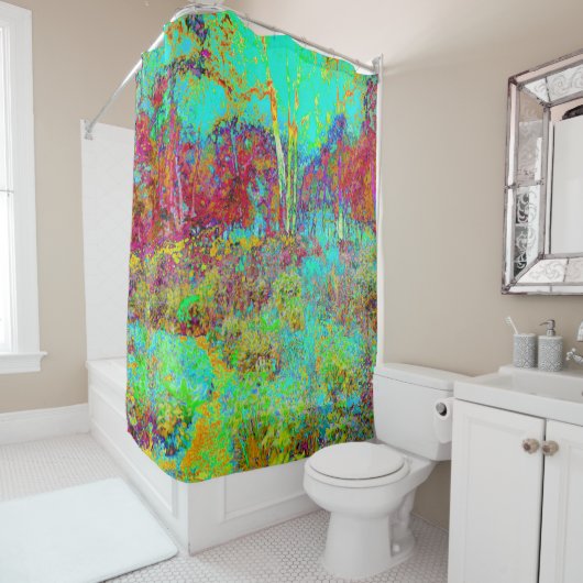 Psychedelischer Herbst Gold und Aqua Garden Landsc Duschvorhang (Beispiel)