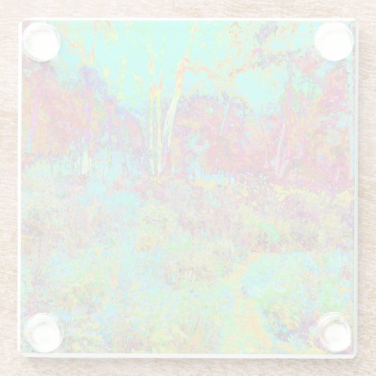 Psychedelischer Herbst Gold und Aqua Garden Landsc Glasuntersetzer (Rückseite)