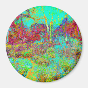 Psychedelischer Herbst Gold und Aqua Garden Landsc Magnet