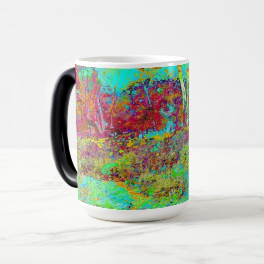 Psychedelischer Herbst Gold und Aqua Garden Landsc Verwandlungstasse (Vorderseite Links)