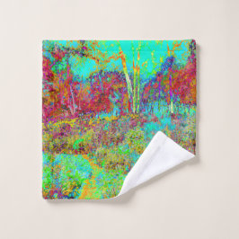 Psychedelischer Herbst Gold und Aqua Garden Landsc Waschlappen