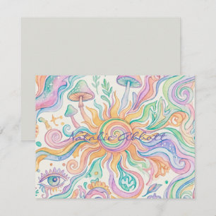 Psychedelischer Hippie-Soft-Wasserfarbe Mitteilungskarte