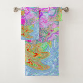 Psychedelischer Hot Pink und Ultra-Violet-Hibisken Badhandtuch Set (Insitu)