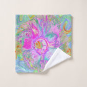 Psychedelischer Hot Pink und Ultra-Violet-Hibisken Badhandtuch Set (Waschlappen)