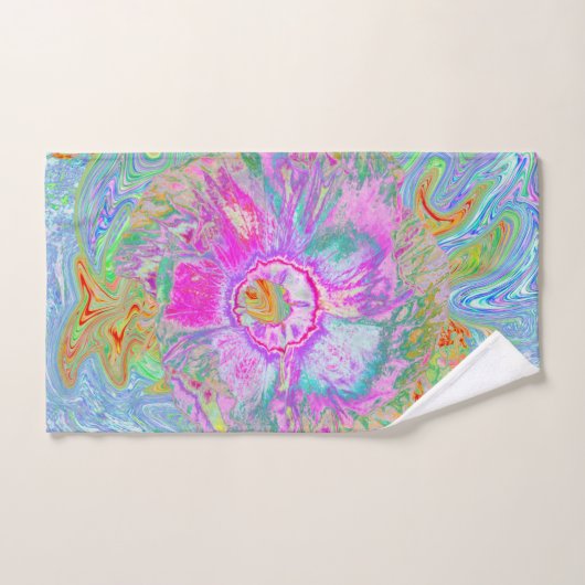 Psychedelischer Hot Pink und Ultra-Violet-Hibisken Badhandtuch Set (Handtuch)