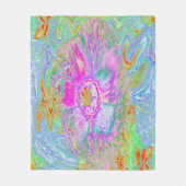 Psychedelischer Hot Pink und Ultra-Violet-Hibisken Fleecedecke (Vorderseite)