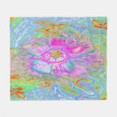 Psychedelischer Hot Pink und Ultra-Violet-Hibisken Fleecedecke (Vorderseite (Horizontal))