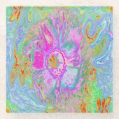 Psychedelischer Hot Pink und Ultra-Violet-Hibisken Glasuntersetzer (Vorderseite)