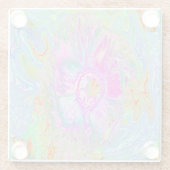 Psychedelischer Hot Pink und Ultra-Violet-Hibisken Glasuntersetzer (Rückseite)