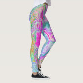 Psychedelischer Hot Pink und Ultra-Violet-Hibisken Leggings (Rechts)
