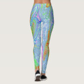 Psychedelischer Hot Pink und Ultra-Violet-Hibisken Leggings (Rückseite)