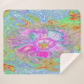 Psychedelischer Hot Pink und Ultra-Violet-Hibisken Sherpadecke (Vorderseite (Horizontal))