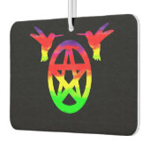 Psychedelischer Hummingbird und Pentagramm Air Fre Autolufterfrischer (Links)