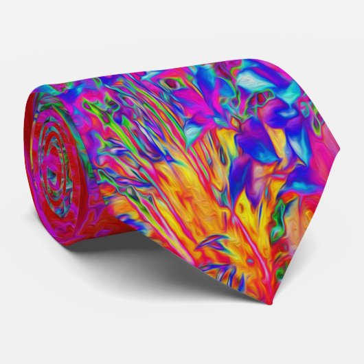 Psychedelischer impressionistischer Garten Landsch Krawatte (Gerollt)