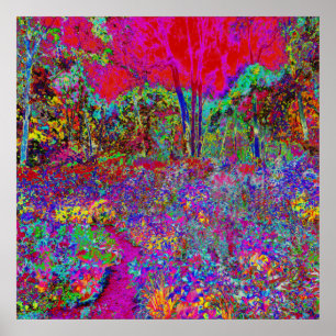 Psychedelischer impressionistischer Garten Landsch Poster