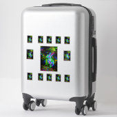 Psychedelischer Kaninchendrache in Neon Fantasy Aufkleber (Koffer)