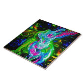 Psychedelischer Kaninchendrache in Neon Fantasy Fliese (Seite)