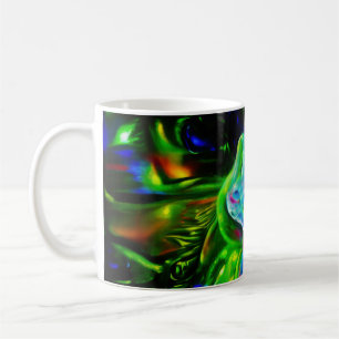 Psychedelischer Kaninchendrache in Neon Fantasy Kaffeetasse