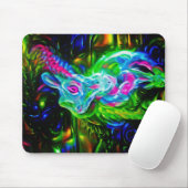 Psychedelischer Kaninchendrache in Neon Fantasy Mousepad (Mit Mouse)