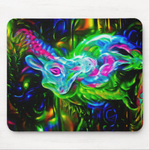 Psychedelischer Kaninchendrache in Neon Fantasy Mousepad