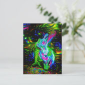Psychedelischer Kaninchendrache in Neon Fantasy Postkarte (Stehend Vorderseite)