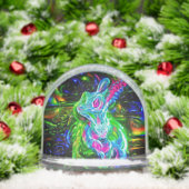 Psychedelischer Kaninchendrache in Neon Fantasy Schneekugeln (Weihnachten)
