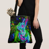 Psychedelischer Kaninchendrache in Neon Fantasy Tasche (Von Nahem)