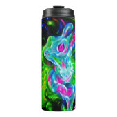 Psychedelischer Kaninchendrache in Neon Fantasy Thermosbecher (Vorderseite)