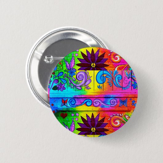psychedelischer Knopf Siebzigerjahre Hippie Button (Vorne & Hinten)