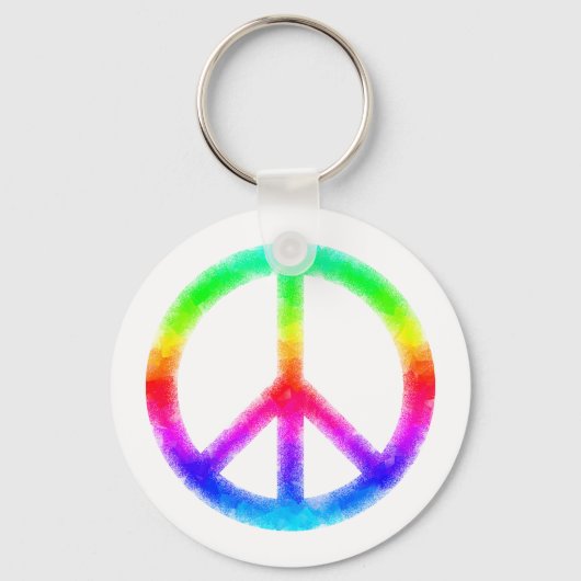 Psychedelischer Krawatte-Dye Peace Sign Schlüssela Schlüsselanhänger (Vorderseite)